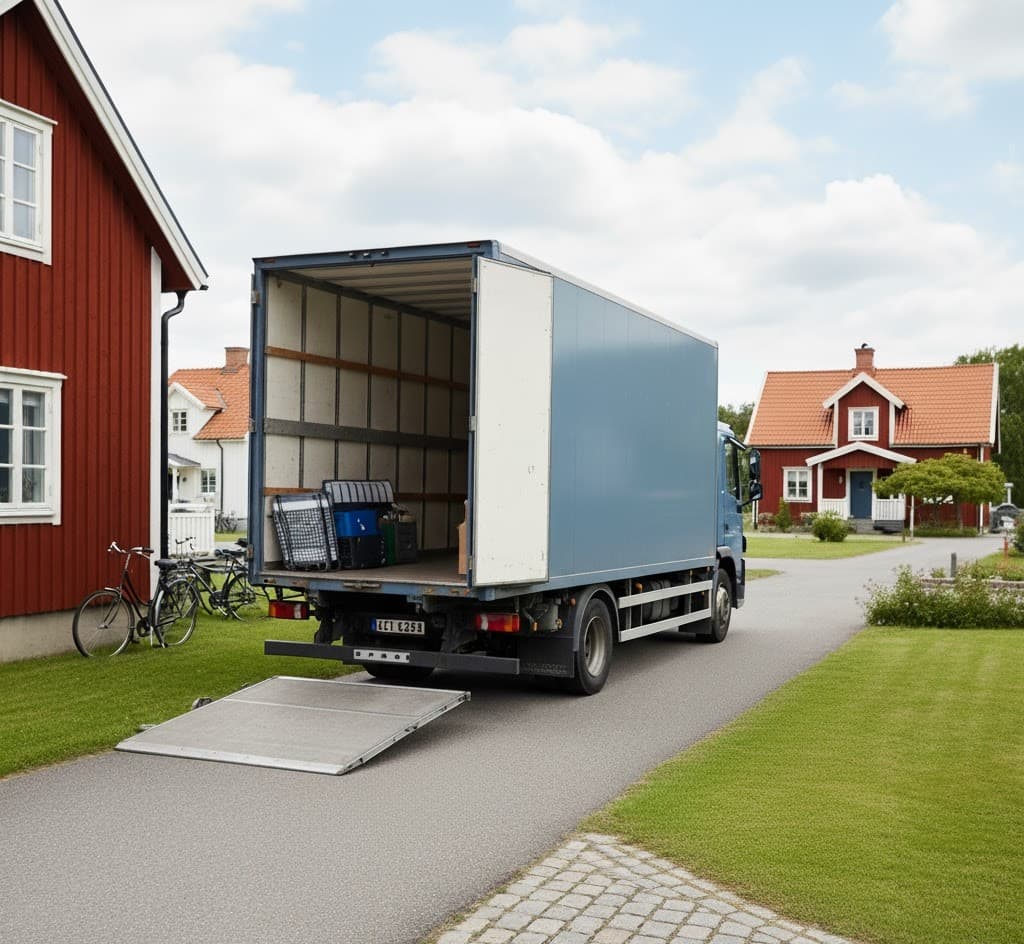 Illustration av flyttlastbil